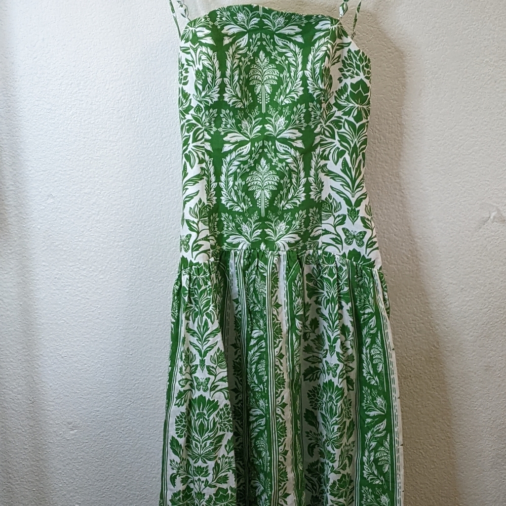 FARM Rio Green and White Maxi Dress